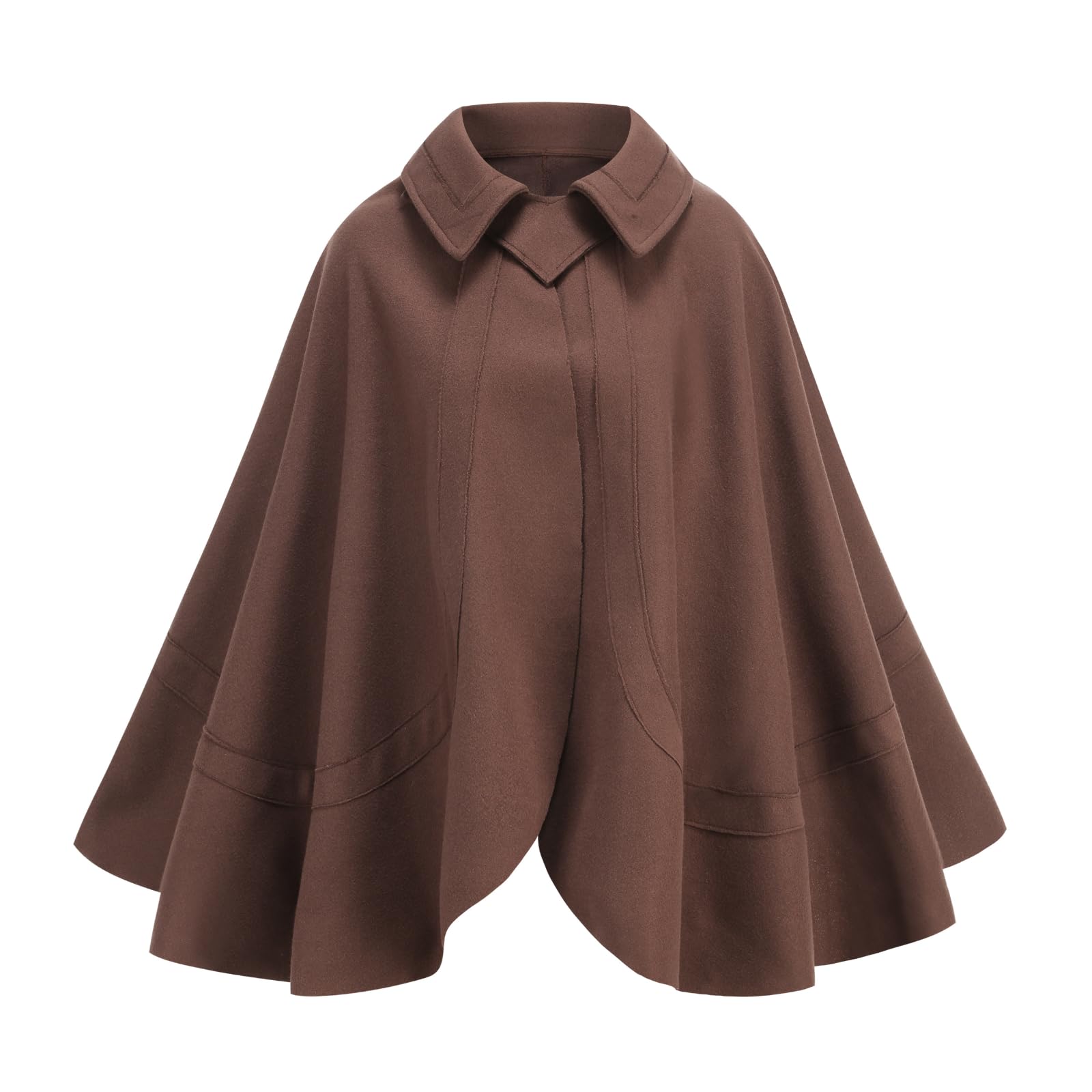 RRCBMD Medieval Victorian Renaissance Caroling Short Cape Standing Collar Cloack Brown-65CM — image 1