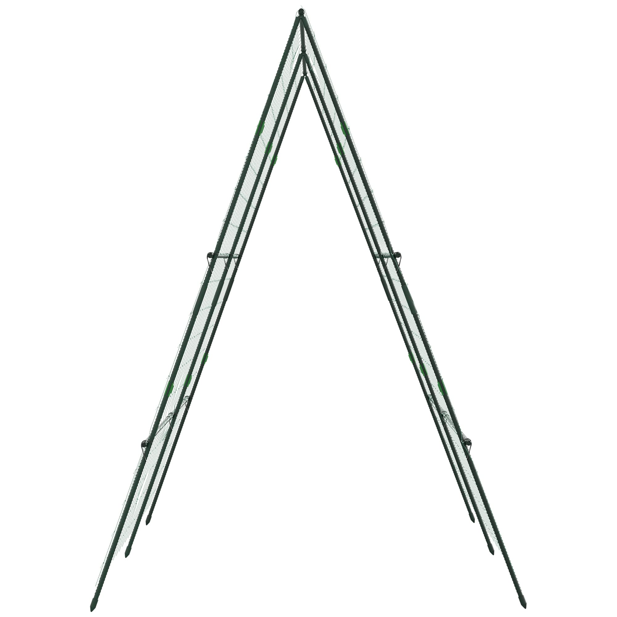 Outsunny Enrejado de Jardín Triángulo Soporte para Plantas Trepadoras con Marco de Acero para Frutas Verduras Flores Decoración Exterior Patio Terraza 180x100x180 cm Verde