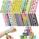 [page_title]-BAKHK 35 Stücke Verschiedene gemischte Muster Kreise Retro Slap Armbänder Schnapparmbänder für Kinder Erwachsene Party-Pakete