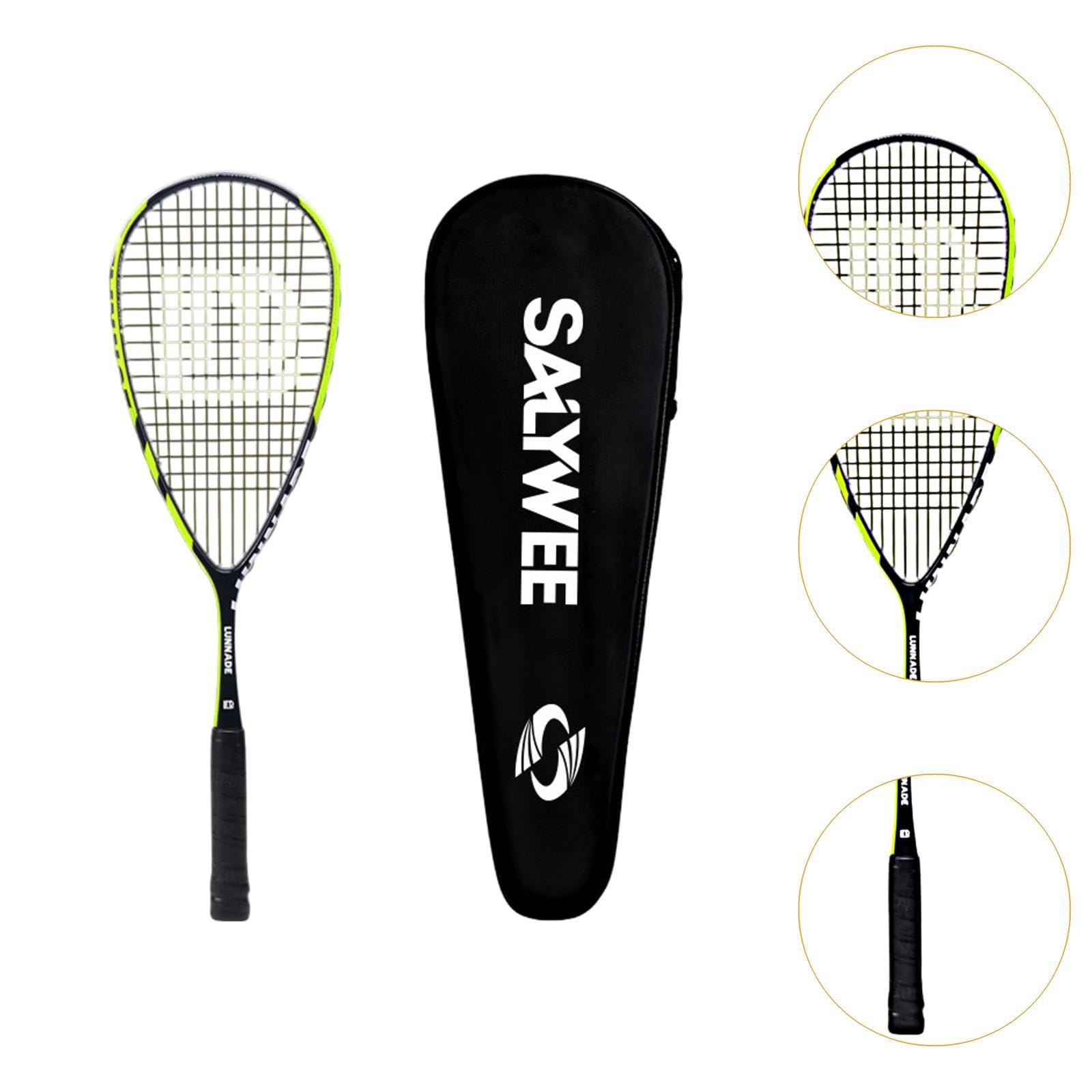 Colaxi Carbon Fiber Squash Racket Training Paddle Lightweight with Carrying Bag Nonslip Tear Drop Squash Racquet for Park Traveling, Yellow
