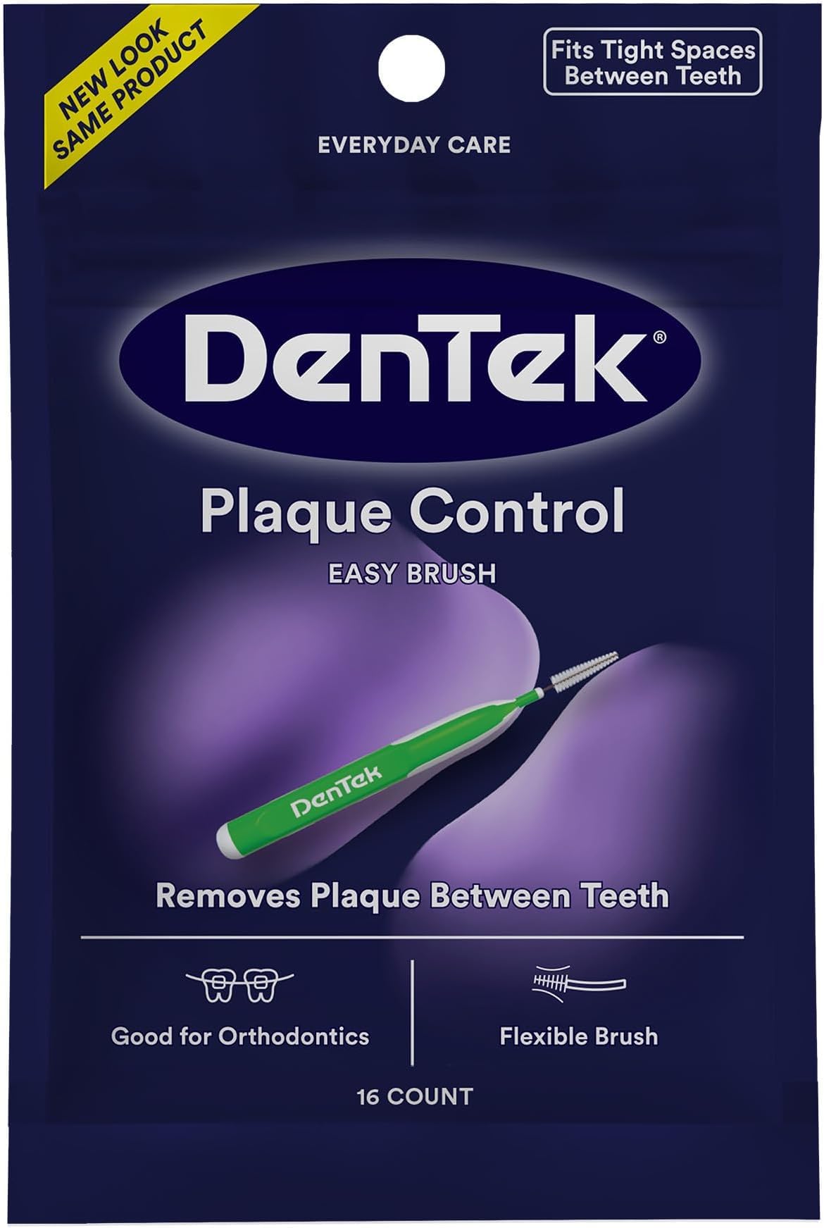 DenTek Easy Brush Plaque Control Interdental Cleaners, Tight, 16 Count (Pack of 6)