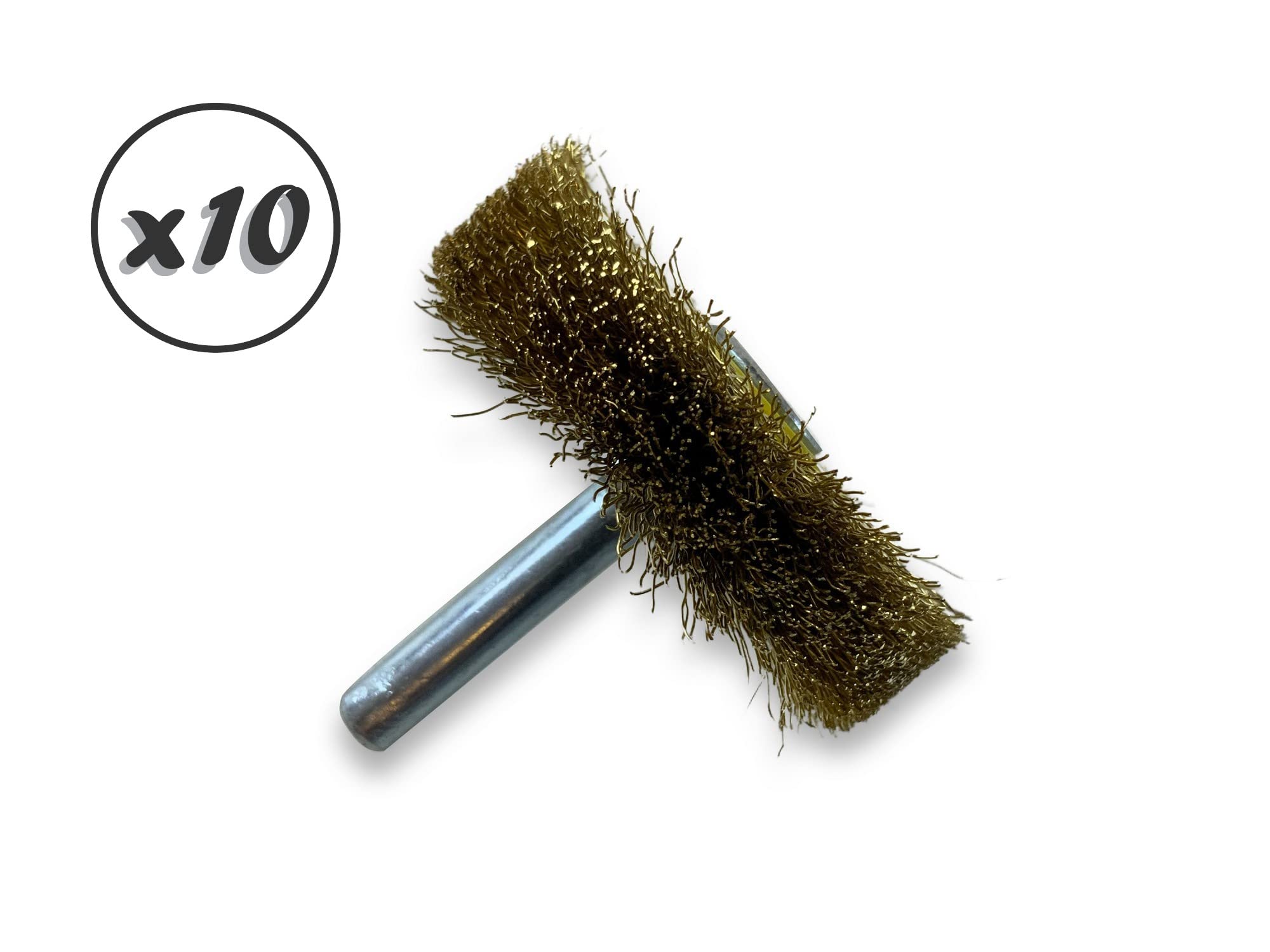 Kibros Lot 10 brosses rot. circ. laiton souple Ø 50 mm 12 mm tige