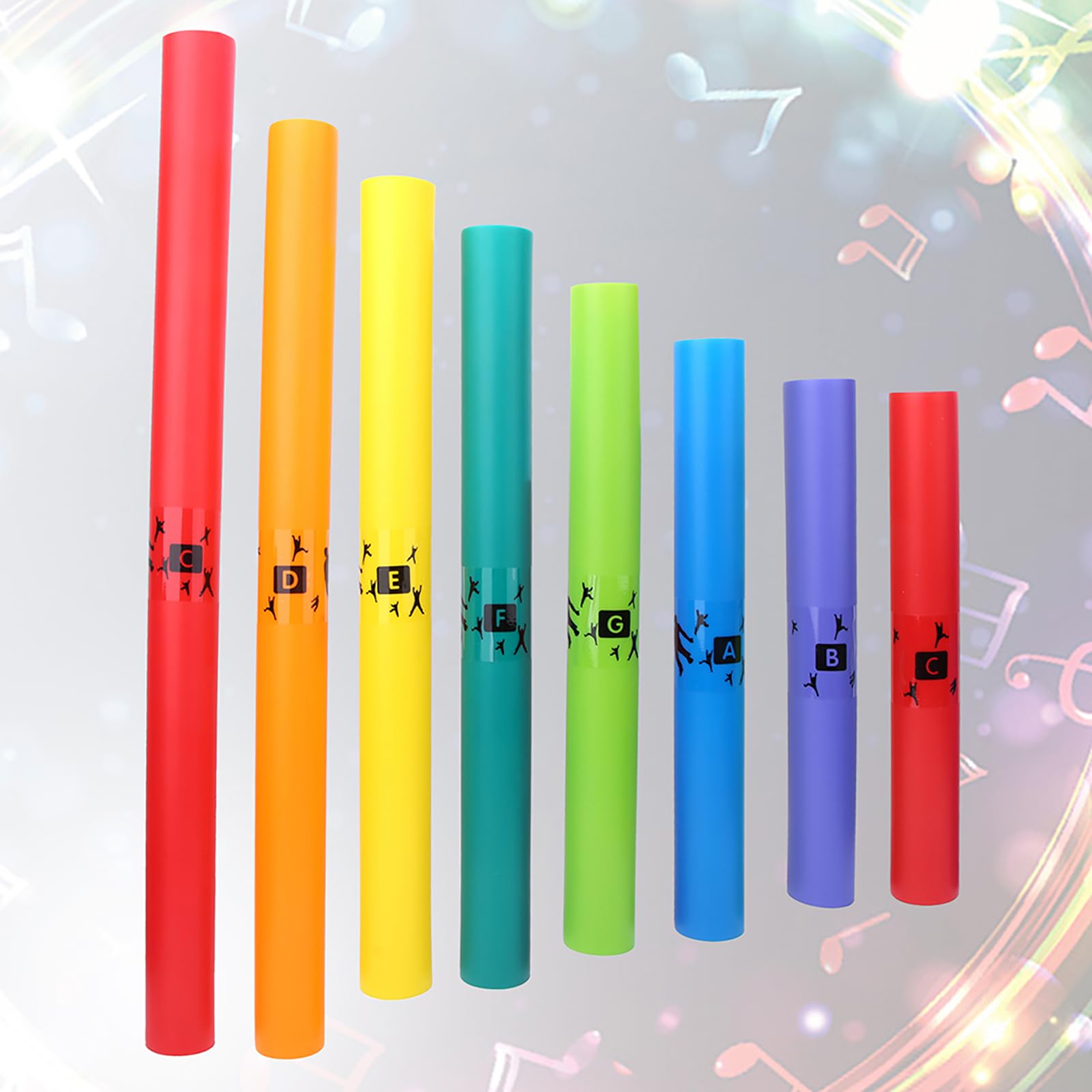 8-częściowy Instrument Perkusyjny Orffa, Plastikowe Tuby Dźwiękowe dla Dzieci Zabawki Muzyczne o Różnych Wysokościach, Kompaktowy, Lekki, Idealny do Współpracy Zespołowej i Oświecenia