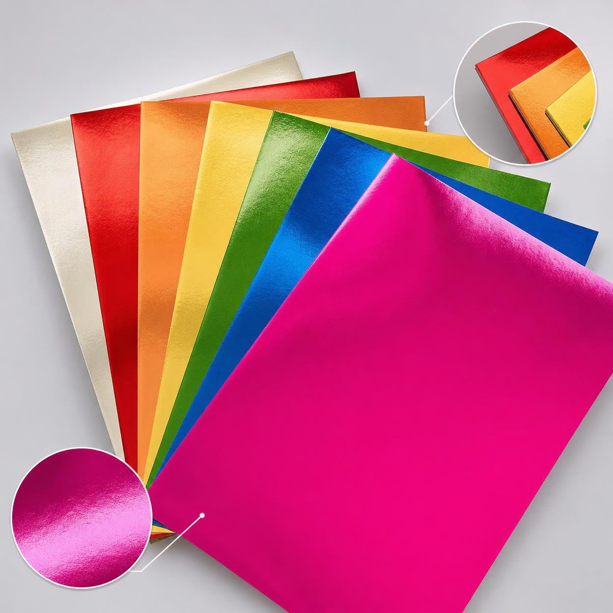 MagiDeal Papel de Envoltorio Metálico Papel Holográfico Cartón Espejo Láser Aluminio Cara Brillante y Respaldo Rígido y Adecuado para Empaques Artesanías, Forma personalizada