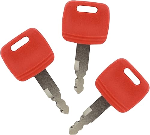 Miniatura 6 de H800 8PCS Reemplazo de llaves de encendido para Jo-hn Deere Hita-chi Excavadora Caso Bulldozer Fiat New Ho-lland AT194969 AT147803 4286465 Rojo