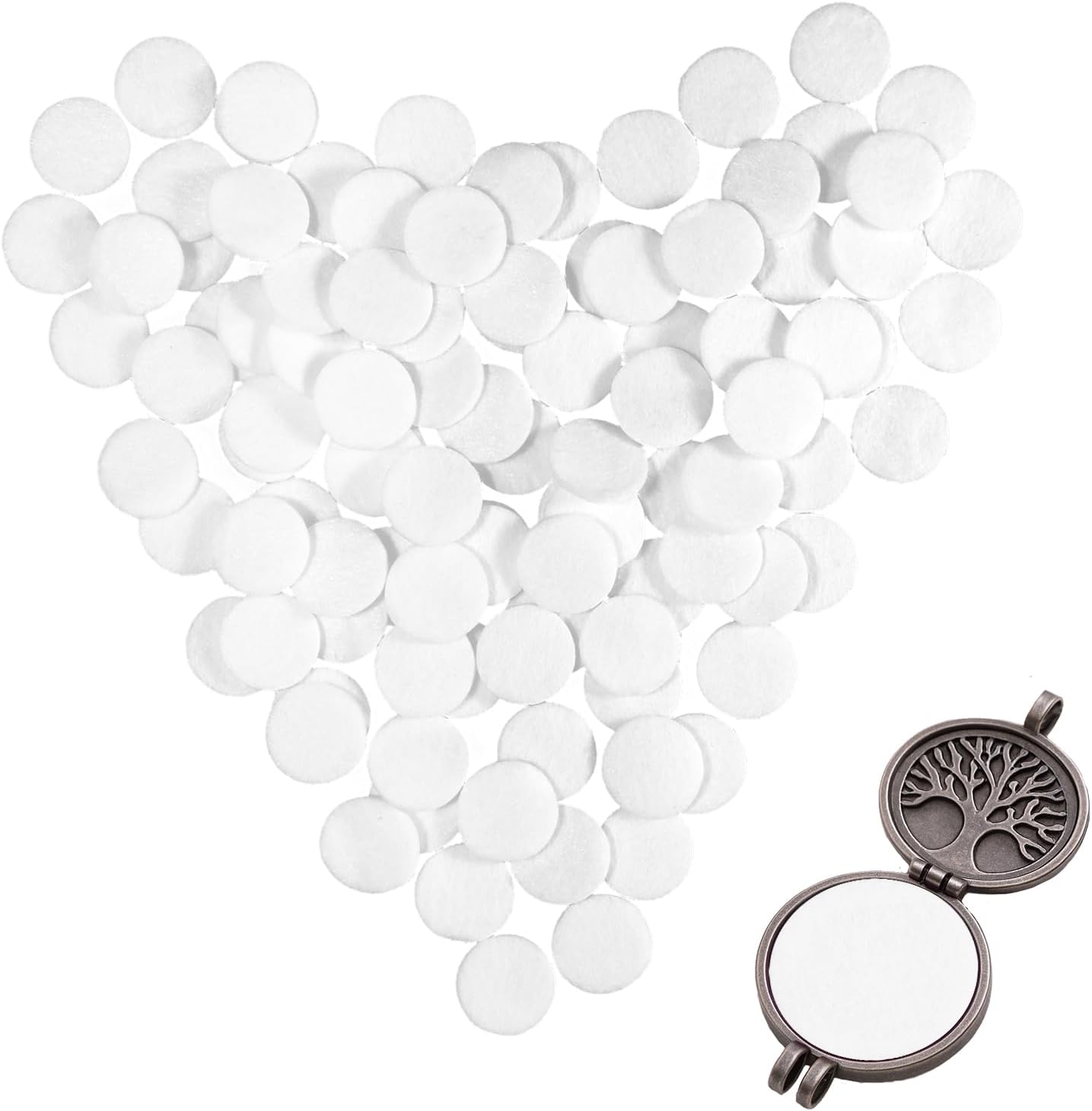 100 Pcs Round Aromatherapy Pad, 0.88in White Round Essential Oil Pads Aromatherapy Pad 2.25cm Replacement Refill Pads for Essential Oil Diffuser Necklace Humidifier Home Car