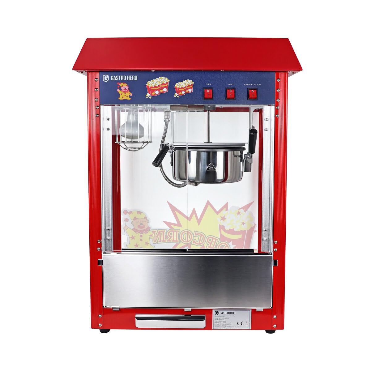 GastroHero Popcornmaschine groß I Große Popcorn-Maschine für Gastronomie I Überhitzungsschutz I Popcorn