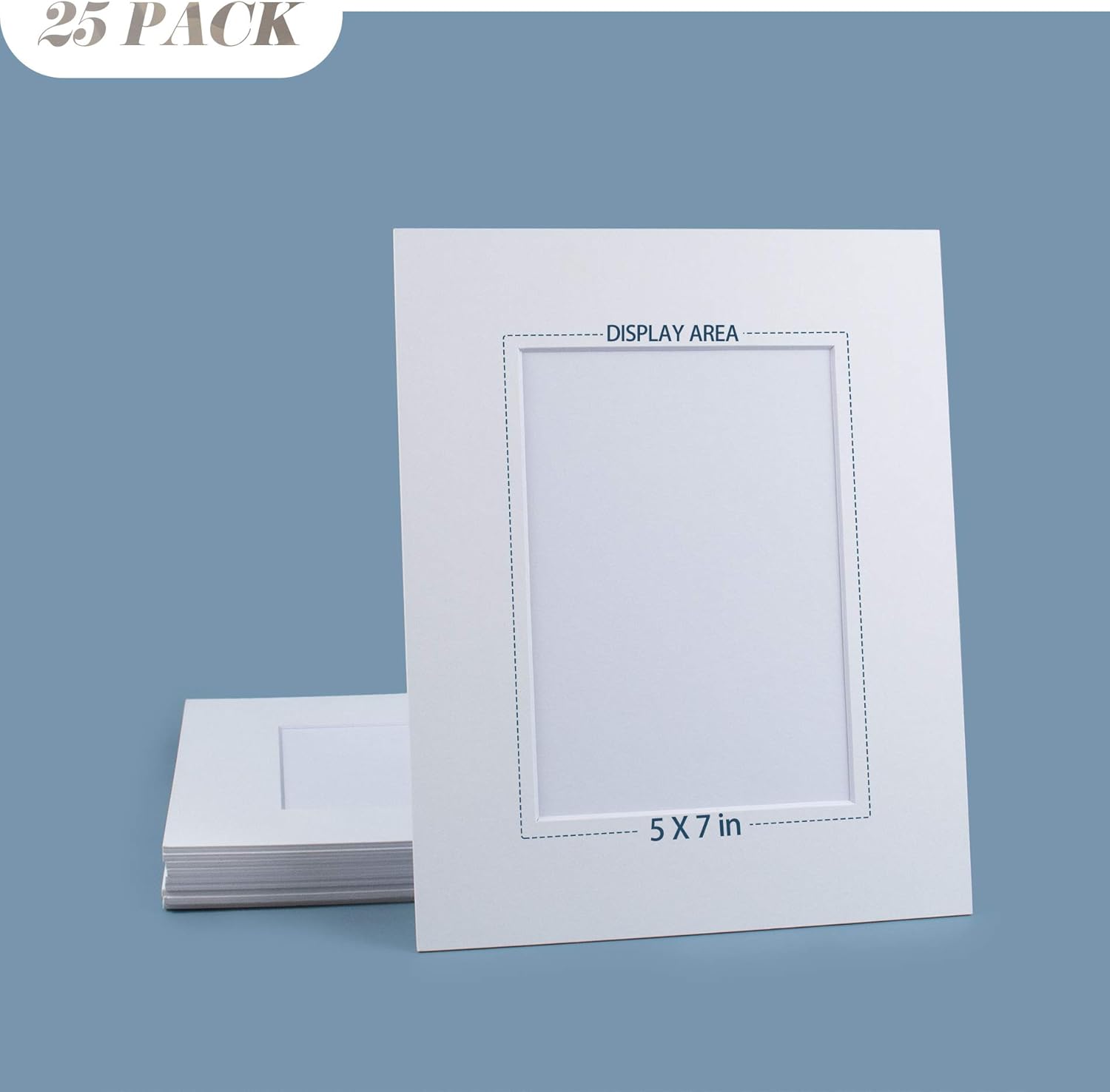 Golden State Art, 25 Pack 8x10 White Photo mat for 5x7 Photo, Thick Cardstock Frame, Pre-Adhesive Mat with Backing Board, Include 25 Clear Bags, Acid Free, For Photo Storage, Display And Mailing
