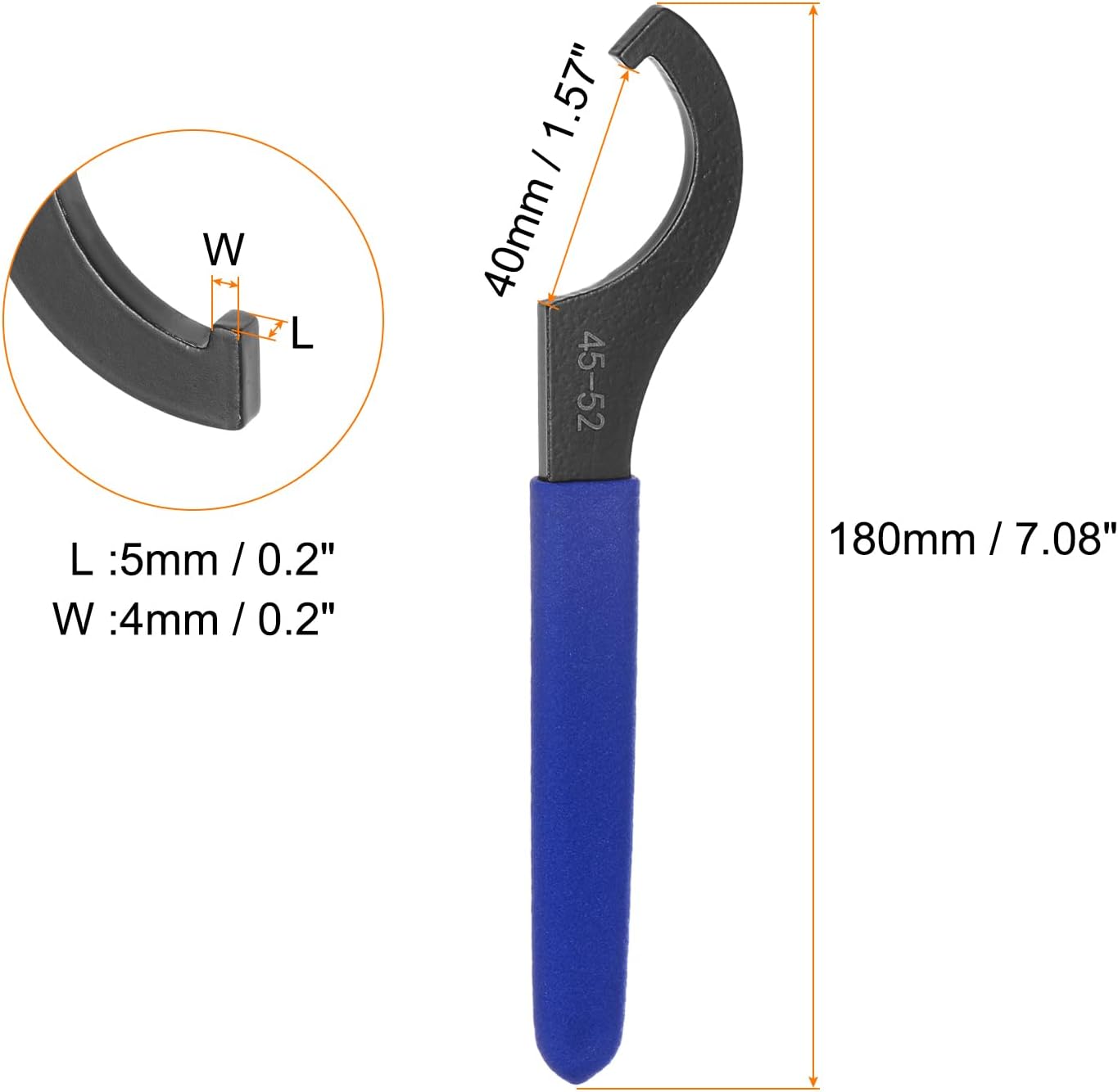 HARFINGTON 2 Pcs C Hook Spanner Wrench 45-52 Nut Shock Wrench Steel Chuck Nut with Blue Non-slip Handle for Lathe Clamping