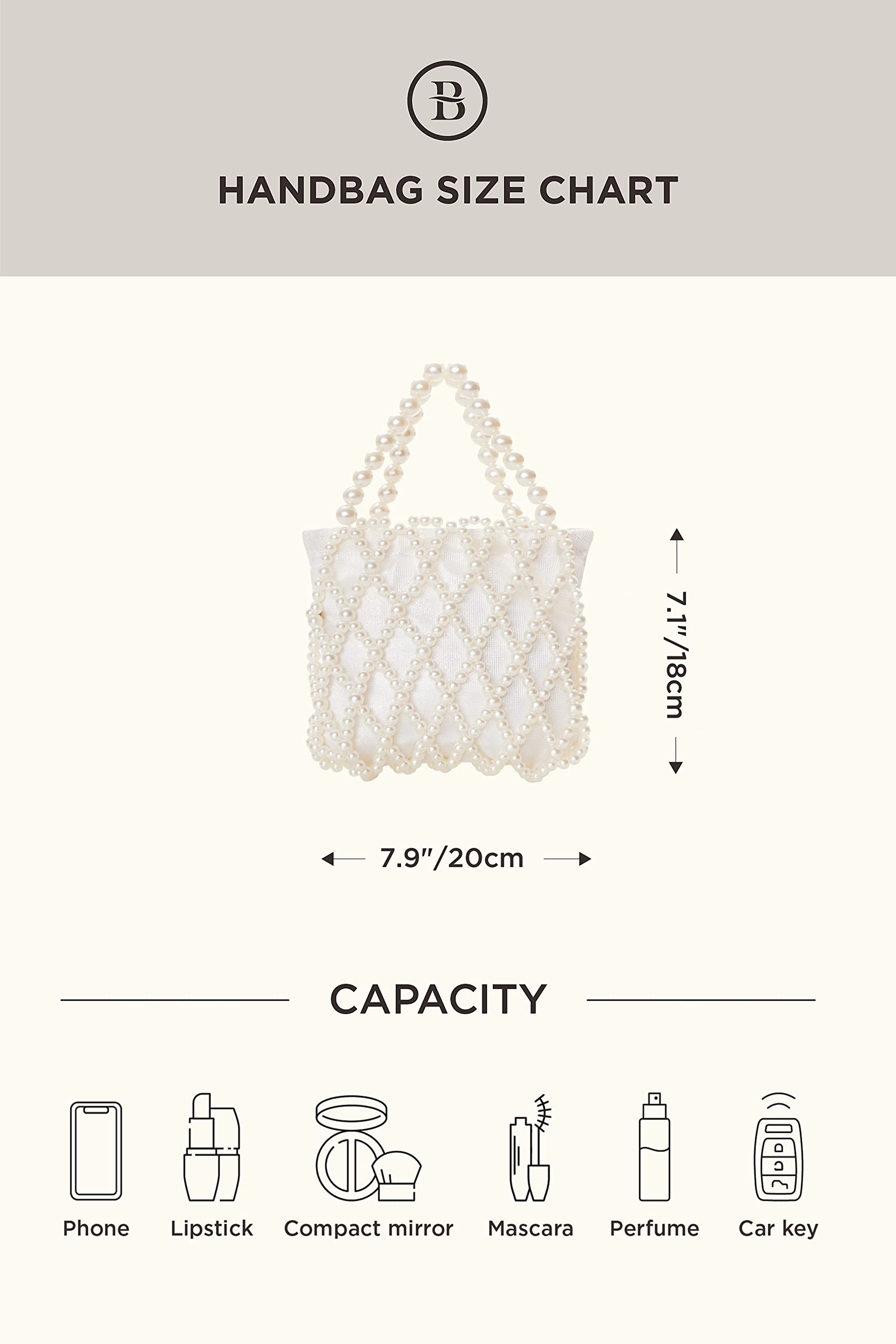 BABEYOND Damen-Clutch-Geldbörse mit Perlen, formell, mit Innentasche für Partys und Hochzeiten, gebrochenes weiß