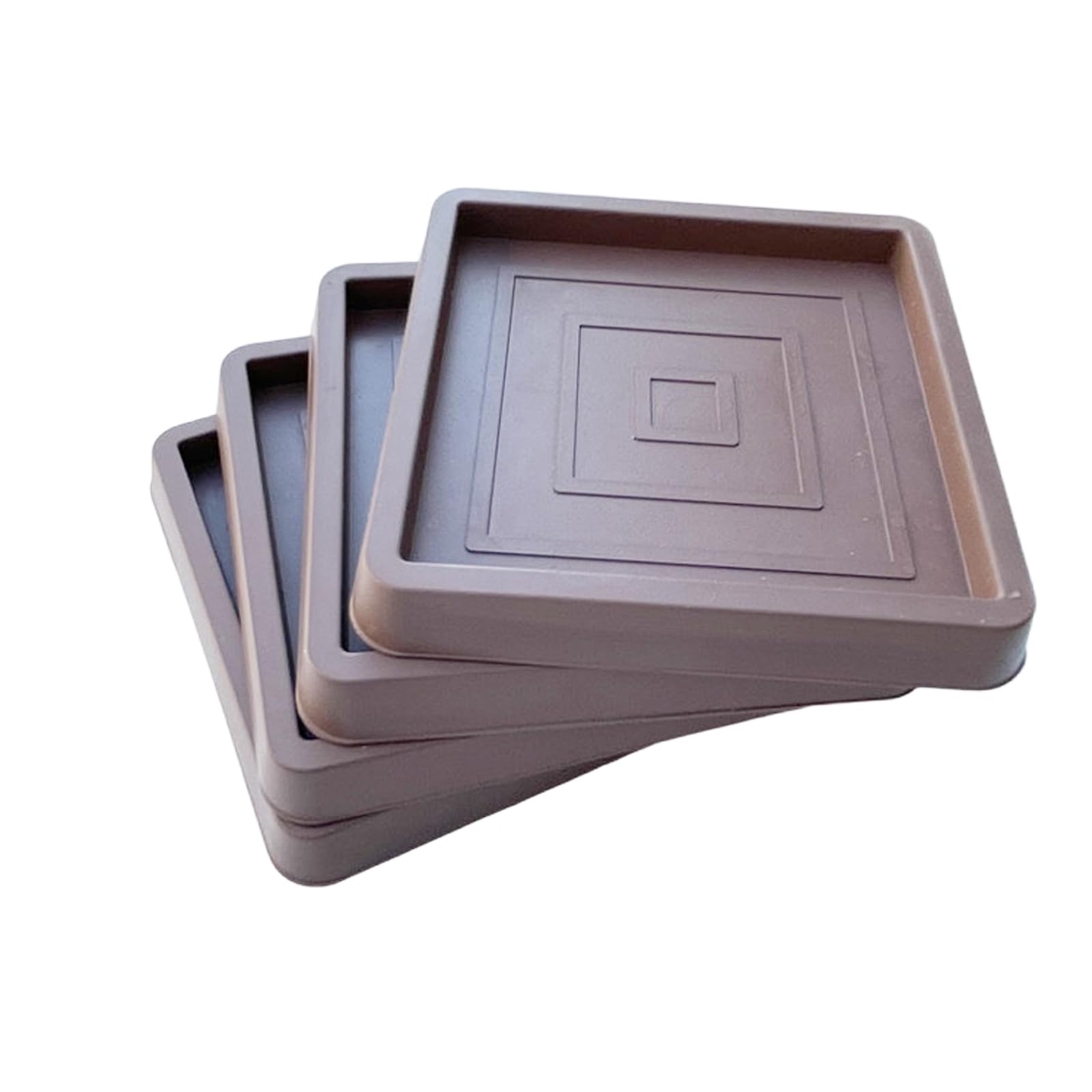 IUSOT 4Pcs 2.5" Furniture Cups, Square Caster Cup Furniture Coasters Rubber Feet Chair Leg Caps Furniture Leg Protectors for Hardwood Floors Carpet Bed Cabinet Sofa Chair Table Piano (Brown)