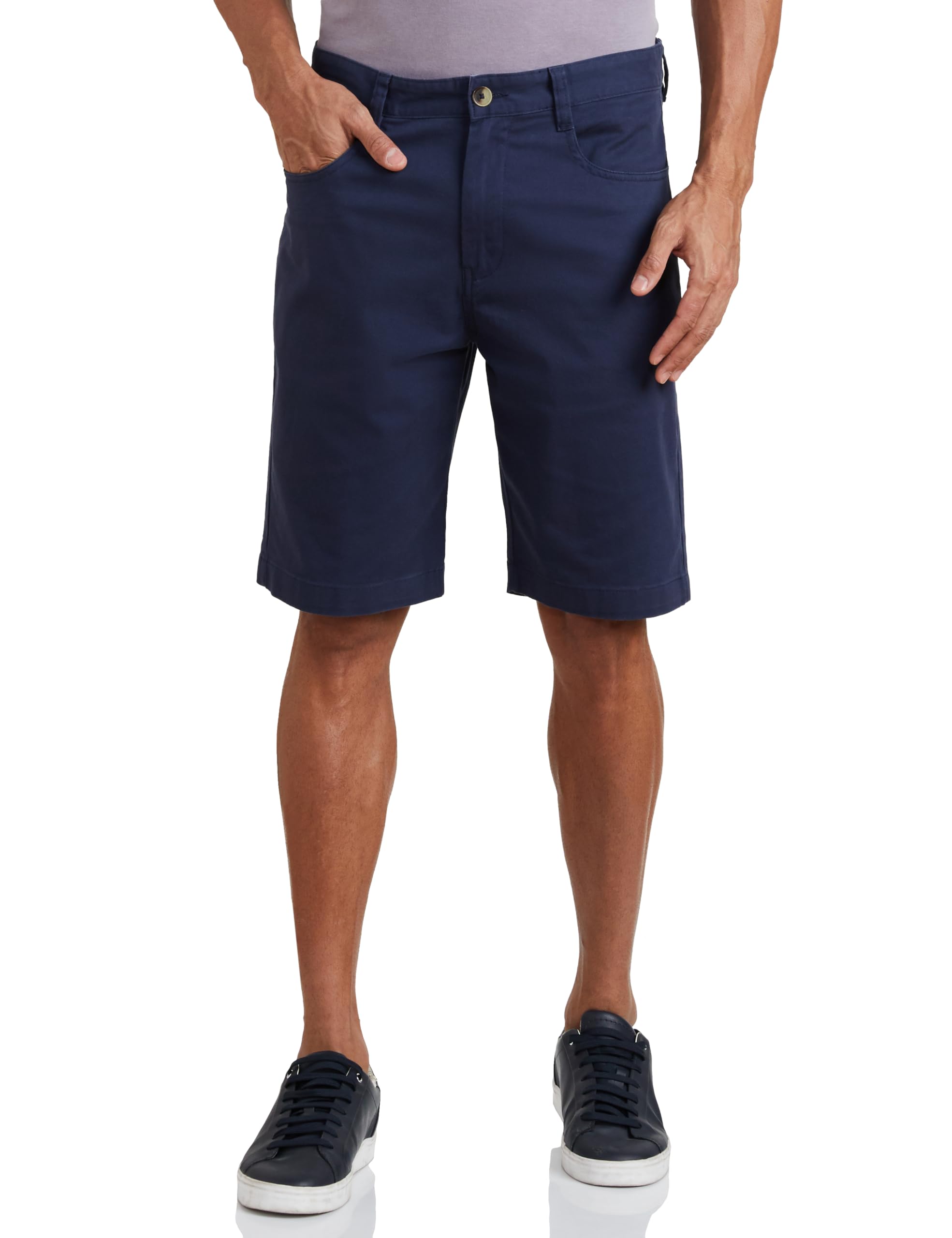 amazon brand - symbol Men's Cotton Rich Stretchable Regular Fit Chino Shorts |Scoop Pockets-picture-49