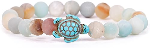 Fahlo Pulsera de seguimiento de tortuga marina, elástica, soporta la conservación de tortugas marinas, talla única para hombres y mujeres, Piedra,