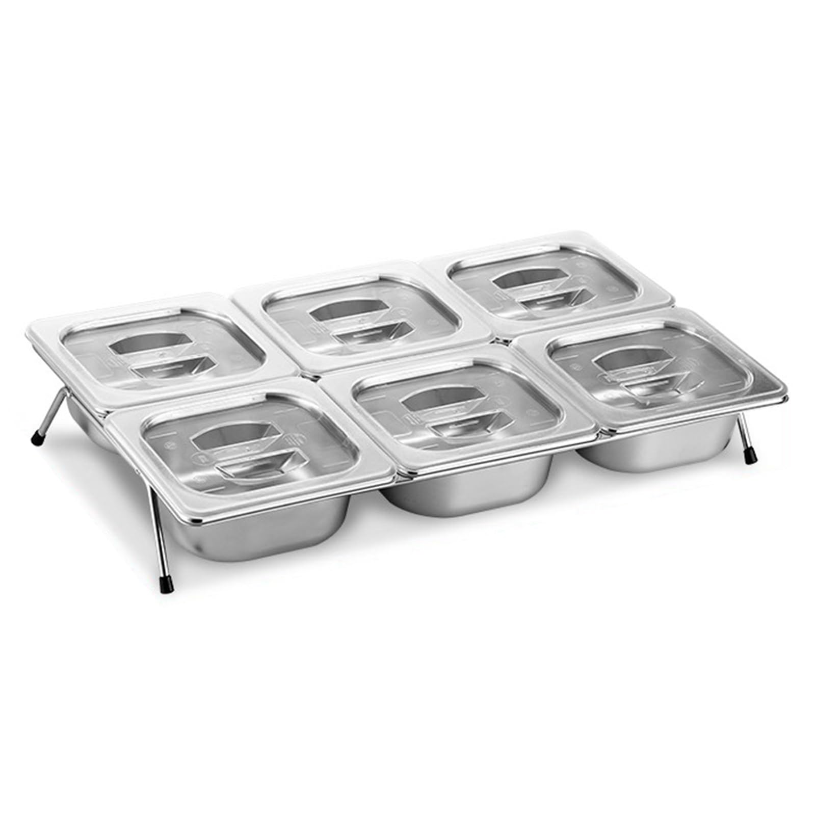 Plateau distributeur de condiments en acier inoxydable, 6,5 cm, récipient de service réfrigéré pour épices, présentoir glacé pour buffets et événements, 6,5 cm