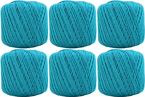 Image of ThreadArt 100% Cotton Crochet Thread Size 3, 6 Ball Pack, Turquoise 42 | Soft pure cotton crochet thread for lace, doilies, amigurumi and crafts. Smooth finish with crisp stitch definition.
