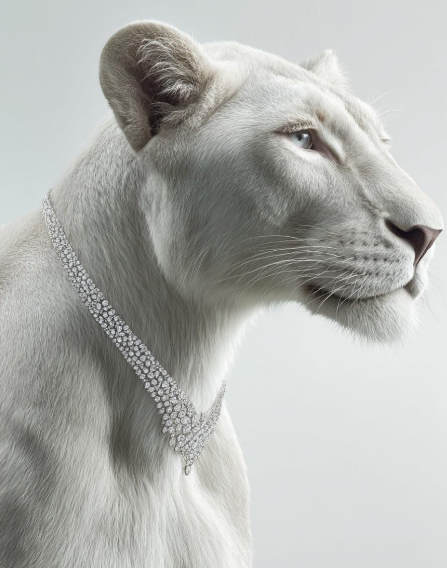WANGWANGMIAO Paint by Numbers for Adults Beginner,White Lion Wearing a Diamond Necklace Acrylic Painting by Number Kits on Canvas for Home Wall Decor Gift 16x20 Inch，with Frame