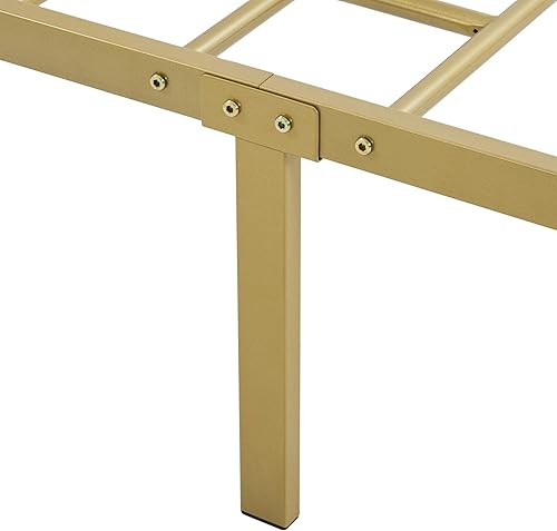 Miniatura 35 de Topeakmart Marco de cama de metal de estilo victoriano tamaño matrimonial con cabecero, base de colchón, no necesita somier, almacenamiento debajo