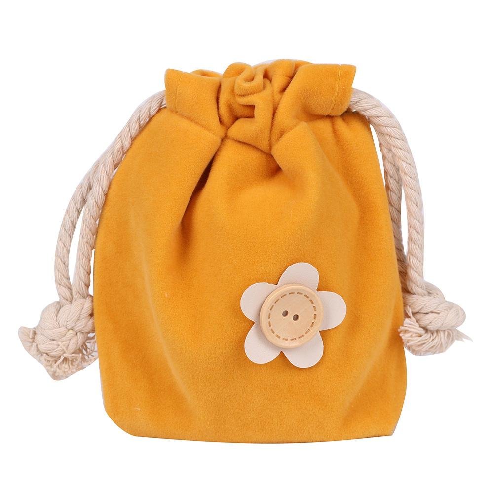 Crazy-StorePortable Cotton Storage Bags Hang Drawstring Canvas Bouquet Pocket (Yellow)