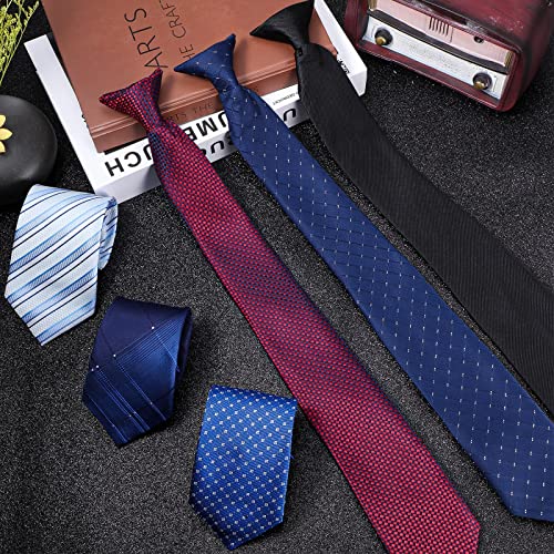 6 Pcs Clip On Tie For Men Clip On Easy Necktie Striped Tie Solid Plaid Dots Men's Ties Mixed Lot For Office School, 20 Inch(Fresh Style) #TOP2