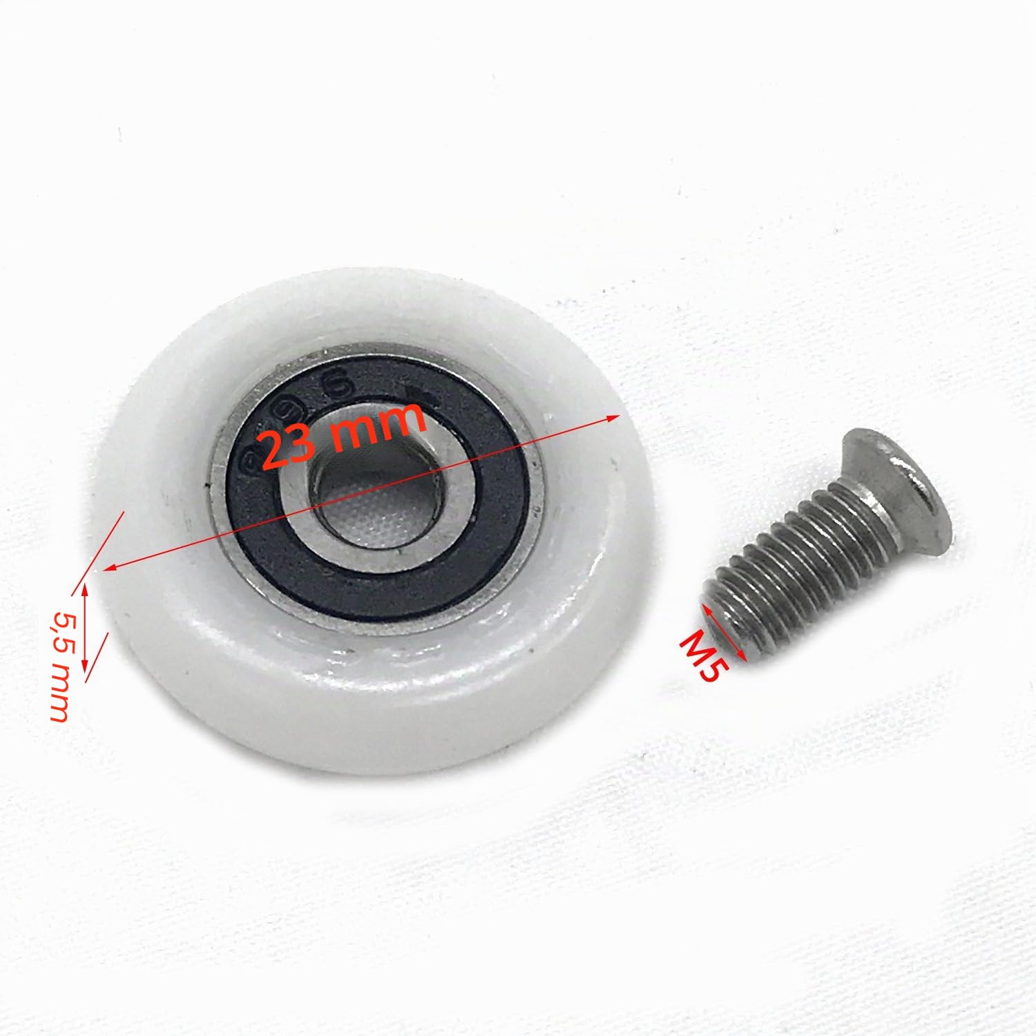 YuanQian, rotelle per la porta della doccia, diametro: 23 mm, modello: 1015, confezione da 8