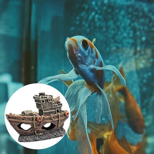 Miniatura 5 de Artesanía de resina 1 pieza de mini barco pirata simulado para naufragio, cueva de peces, decoración de peces, cueva, naufragio, ocultación,