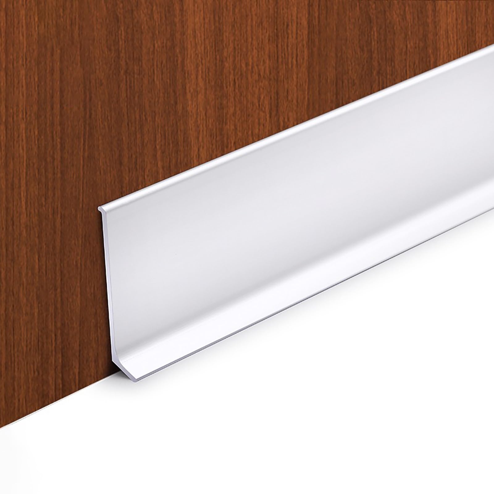 Set Di 4 Battiscopa In Alluminio Anodizzato 125cm - Profili Impermeabili E Resistenti All'umidità Per Arredamento Moderno, Design Elegante E Duraturo Per Casa E Ufficio(Weiß,Höhe: 10 cm)