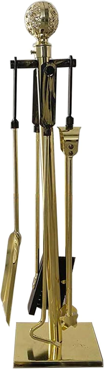 Ornate Fireplace Tool Set 72cm Tall - Shovel, Brush, Poker, Tongs, Stand - Heavy Duty Wrought Iron Tools with Decorative Finish
