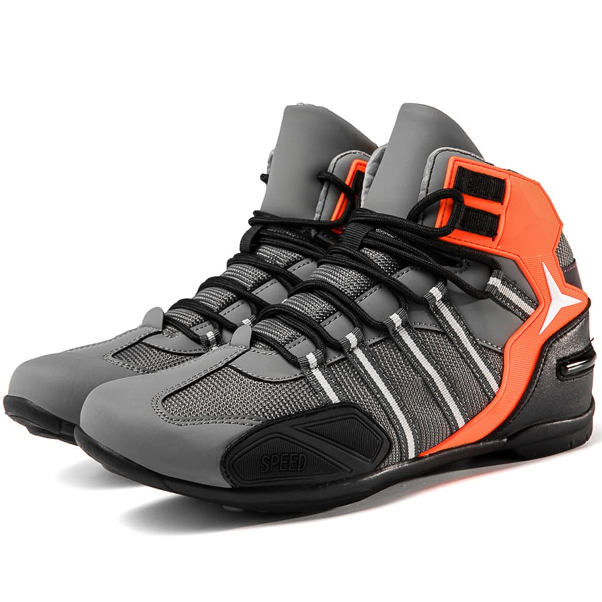 Stivali Moto in Pelle Uomo Modello Sportivo Racing Pista | Stivali da Motocross, Impermeabile, Traspiranti, Antiscivolo, Protezione Caviglia, Rinforzate