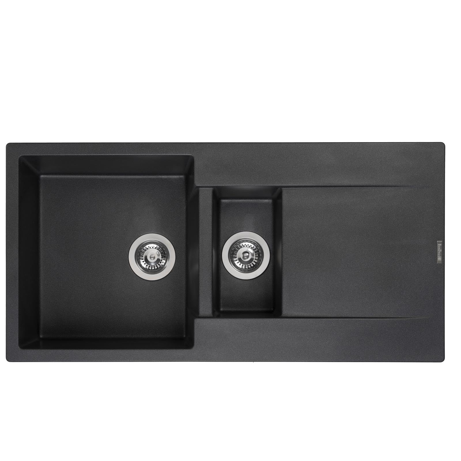Reginox Black Silvery Amsterdam 15Bs 1.5 Bowl Granite Reversible Inset Black Kitchen Sink Size 15