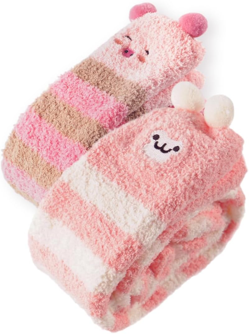 CutiePlusU Damen Oberschenkel Socken - Flauschige Overknee Socken Koralle