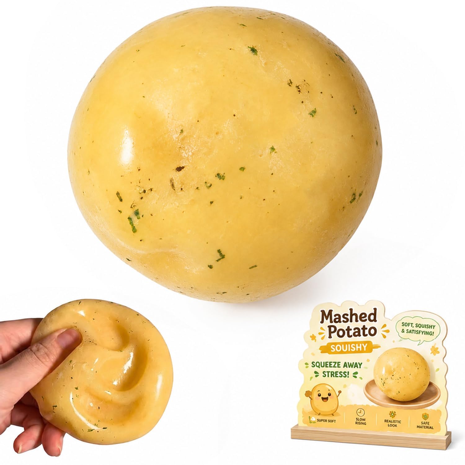 Slushy Patato Squishy, Squishys Patato Stress Ball, Realistic Fake Food Stress Ball, Mashed Skin Soft Filled Squeeze Relaxing Fidget for Adults