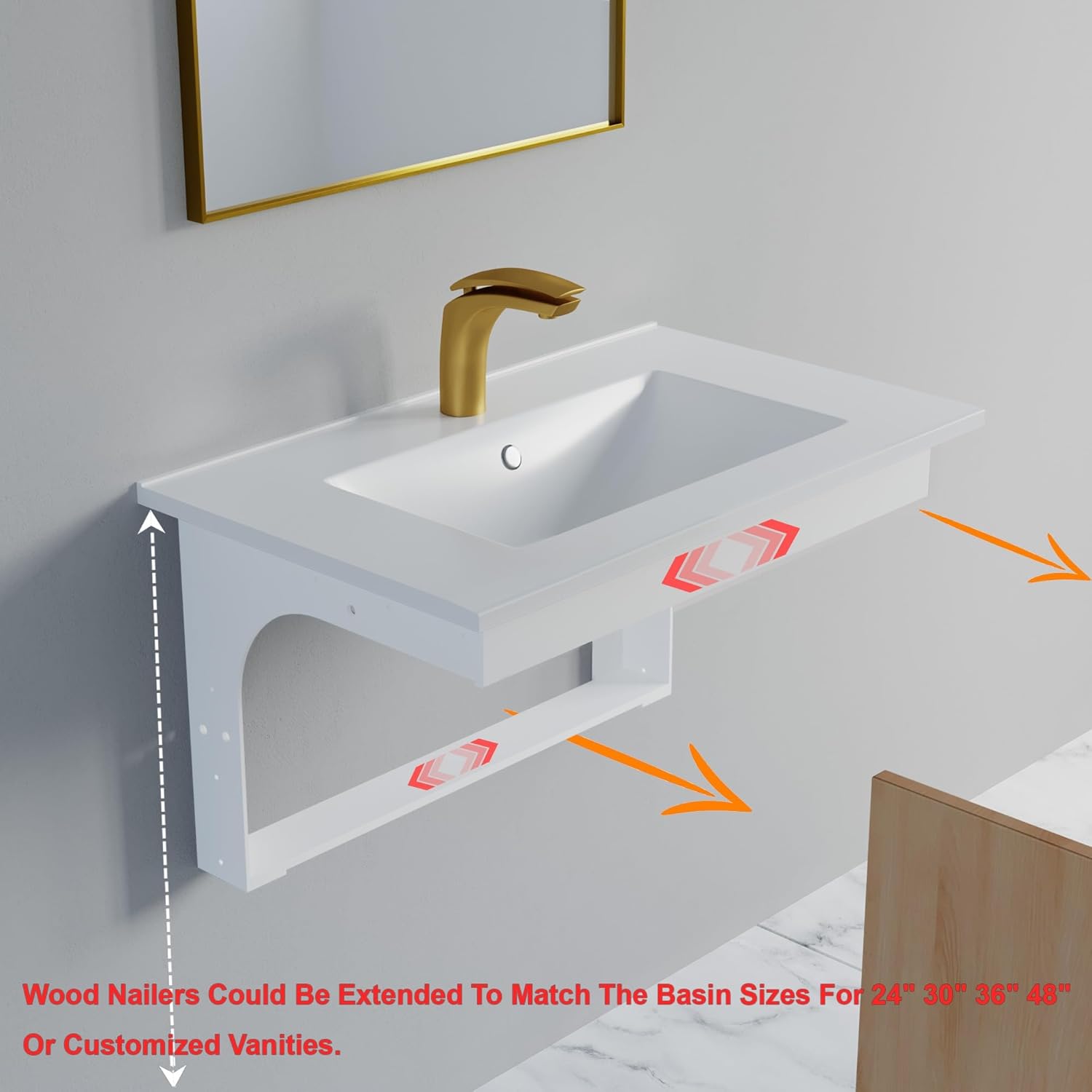 Dowell Universal ADA Vanity Bracket Heavy-Duty Commercial Bracket Floating Medical Support Bracket with Arm Metal Brackets Suitable for Restroom Vanities, Shelving Units & Work Desks - 16.38"-1 Pack