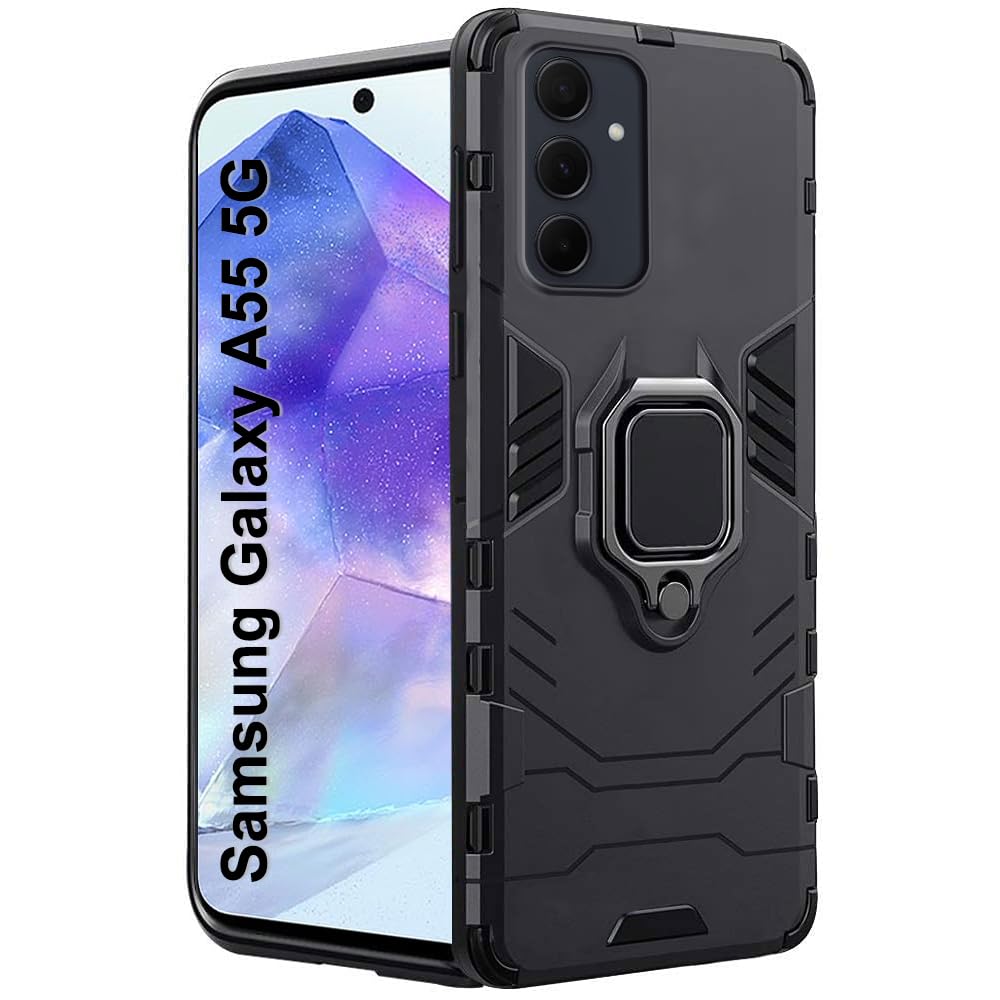 TheGiftKart Tough Armor Bumper Back Case Cover for Samsung Galaxy A55 5G | Ring Holder & Kickstand in-Built | 360 Degree Protection Back Case Cover for Samsung Galaxy A55 5G (PC & TPU, Black) (B0CW1SVSBP) Amazon Price History, Amazon Price Tracker