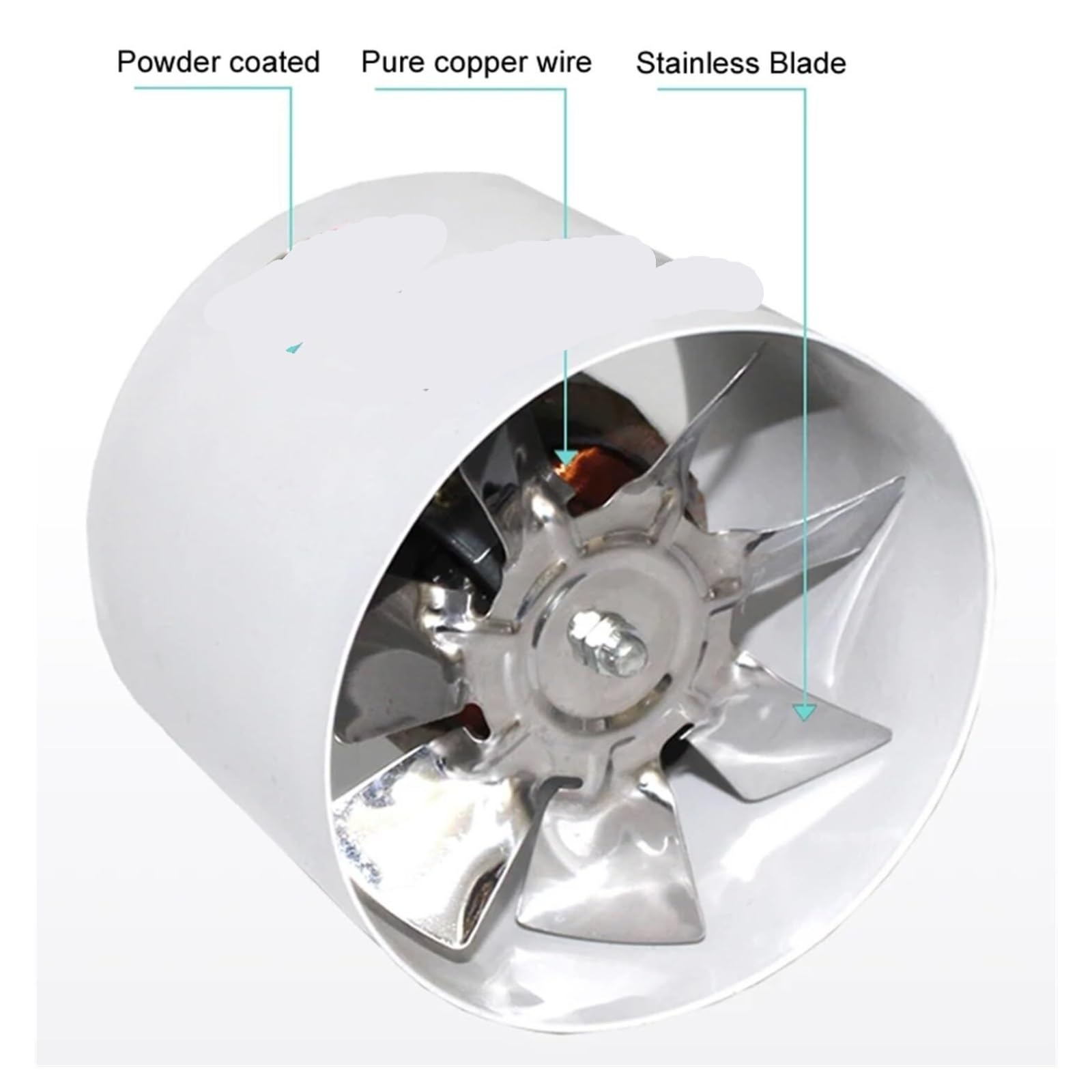 Ventilatore Ventola Per Condotto Di Ventilazione Da Bagno 100 Mm, Cappa Cucina, 4 Pollici,per sfiato