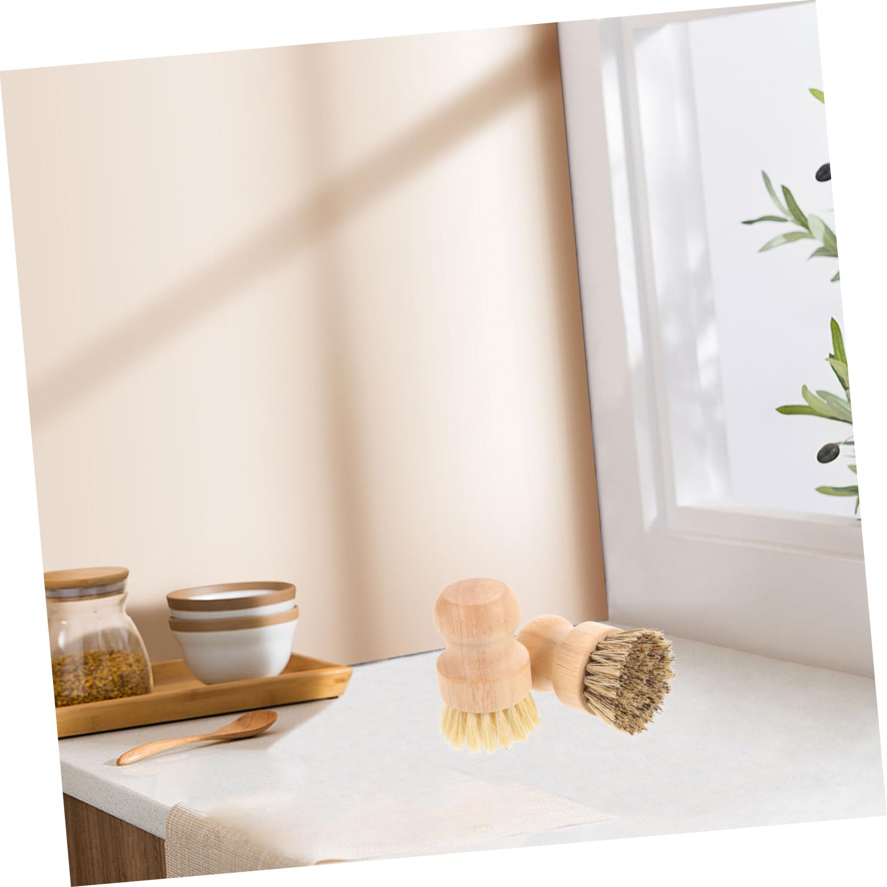 Beaupretty 6piezas Cepillos De para Fregar y Ollas De Cepillos De Cocina De Madera Cerdas Ecológicas para Limpiar Fregaderos y Utensilios De Cocina