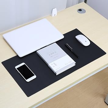 KINGFOM Desk Pad Office Desktop Protecter, PU Leather Desk Mat Blotters Organizer with Comfortable Writing Surface (23.6 x 11.8, Black)