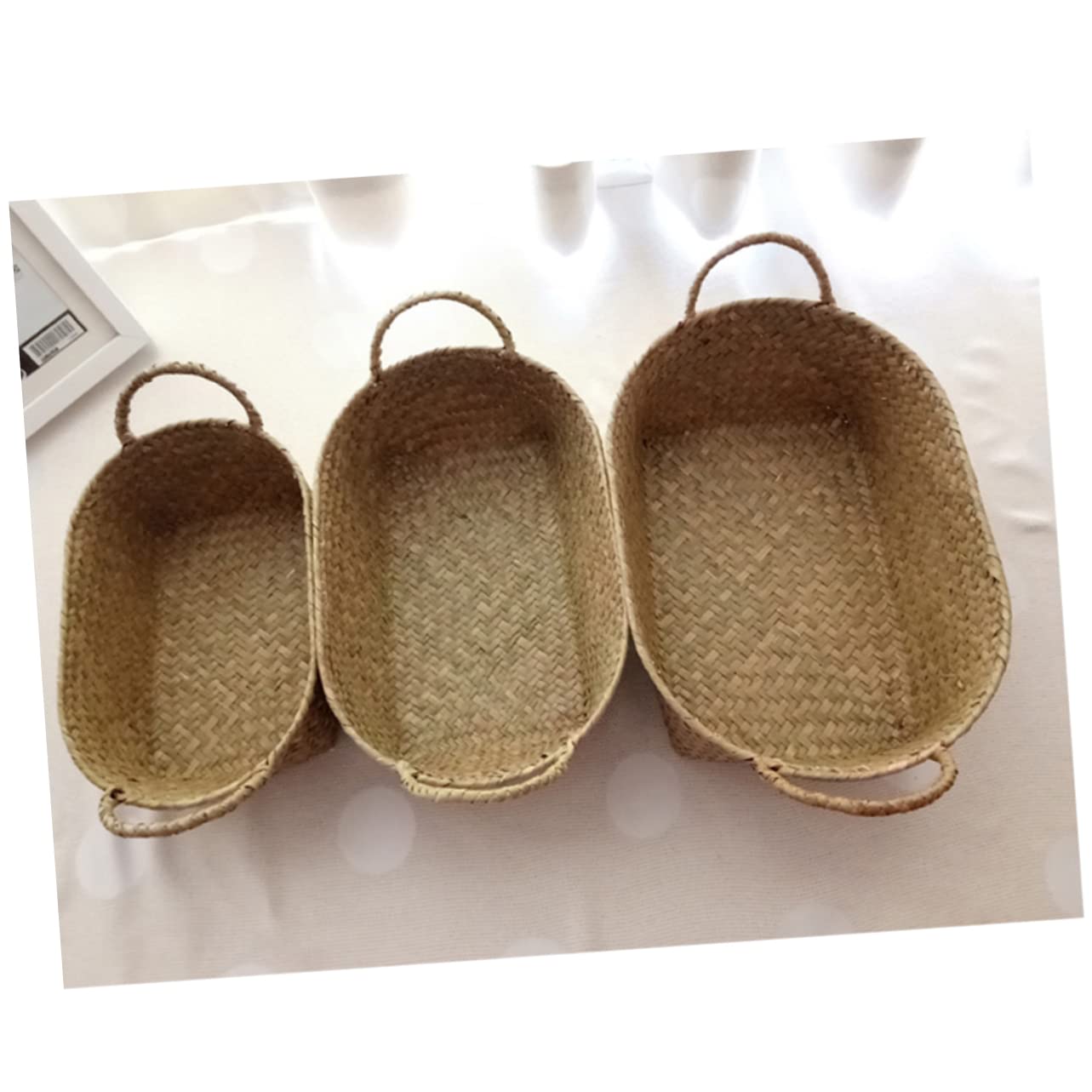BESPORTBLE 3stücke Handgefertigter Rattan Snackkorb Mittelgroße Aufbewahrungsbox Für Familie Picknick Obst Und Blumen Natürliches Design Für Gemütliches Zuhause