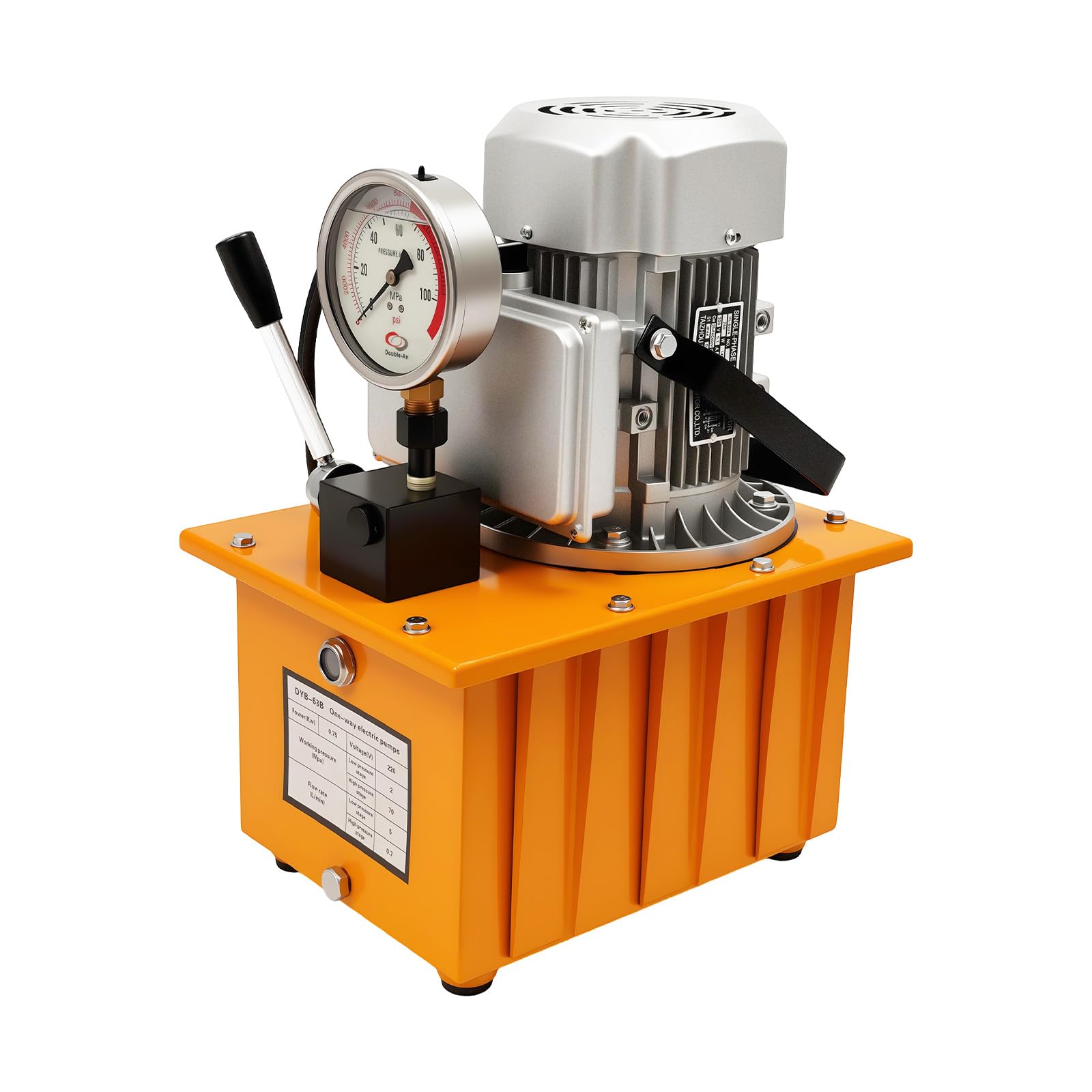 Bomba hidráulica eléctrica 750 W 220 V unidad hidráulica bomba electrohidráulica bomba electrohidráulica bomba 2 – 70 Mpa, depósito de combustible de 7 L, para elevación, impresión, flexión