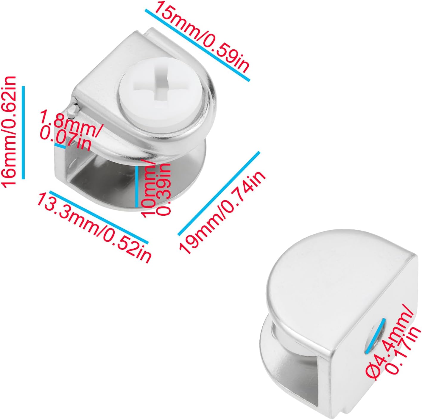 SING F LTD 10pcs Glass Shelf Support Bracket for Glass Thicknesses of 5-8mm Thick Shelves