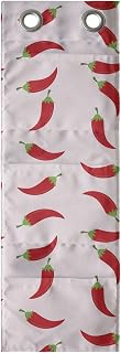 Lunarable Pepper Hanging Pocket Organizer, Red Chili Pepper Pattern on Pastel Backdrop Hot Cuisine Print, Printed Polyester Storage Bag with Pockets, 9" x 27", Blush Vermilion