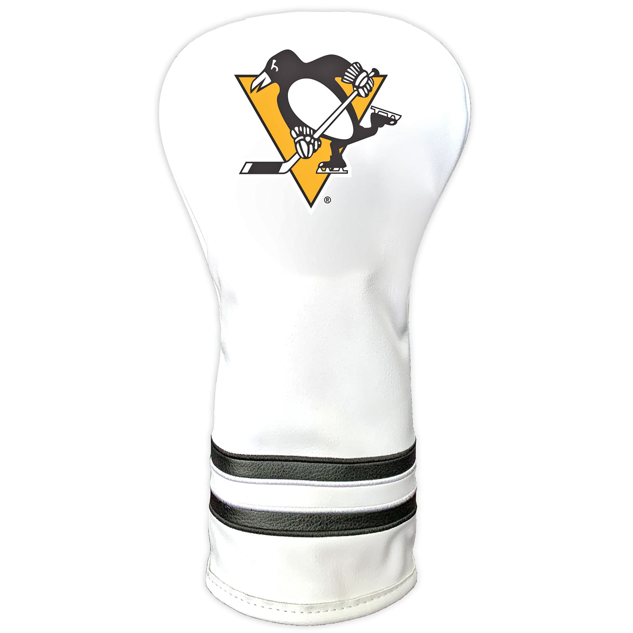 Team Golf NHL Pittsburgh Penguins White Vintage Driver Head Cover White Vintage Driver Golf Club Headcover, Form Fitting Design, Retro Design — image 1
