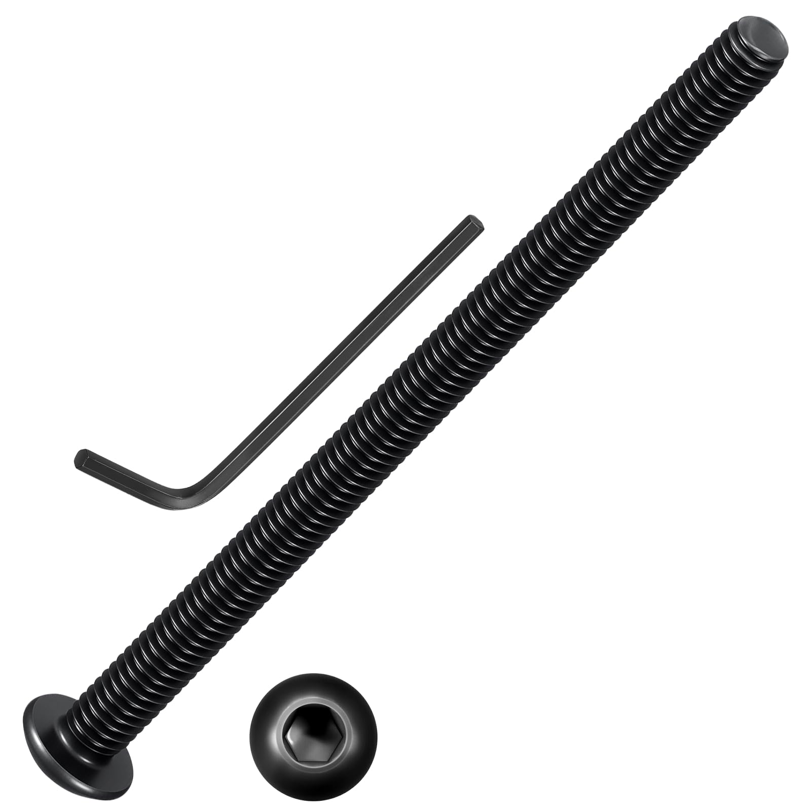 Kozelo 50pcs Button Head Socket Cap Screws - [M3-0.5x45mm] Zinc-Nickel Coated Good for Automotive, Marine & Outdoor Use Road Bicycle, Mountain Bike, Motorcycle - Alloy Steel - Black