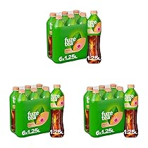 Fuze Tea, Bevanda Rinfrescante Analcolica di Té al Gusto Pesca e Rosa, con Zuccheri ed Edulcorante – 6 Bottiglie da 1.25 L (Confezione da 3)