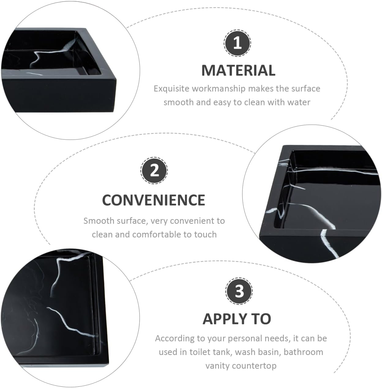 PRETYZOOM Black Marble Bathroom Tray Oval Vanity Tray 7.87X3.93 Inches Calcutta Marble Restroom for Kitchen Dresser Home Decor
