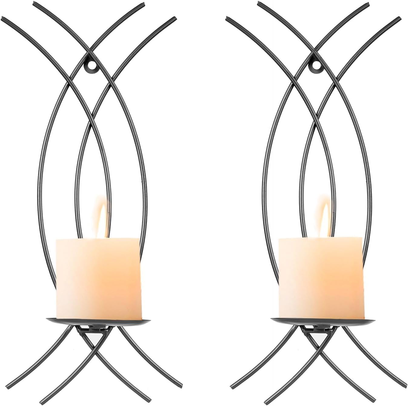 Stand Wallah Wall Sconce Black Wall-Mount Metal Iron Candle Holder Set of 2 | Decorative Hanging Candle Sconce for Home Décor, Living Room, Bedroom & Hallway Walls-image-28