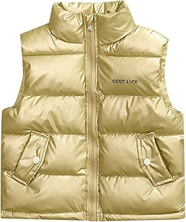 Cárdigans Niños Ligeros Manga Corta Chaleco de Invierno Cálido y Ligero para Niños y Niñas Ropa de Exterior, Cuello alto, Chaqueta Linda sin Mangas Cárdigan Rosa Brillante Para Niños