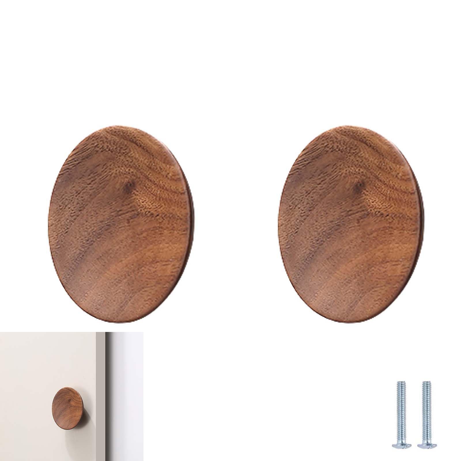 Boutons de portes en bois massif de noyer noir design chinois lot de 2