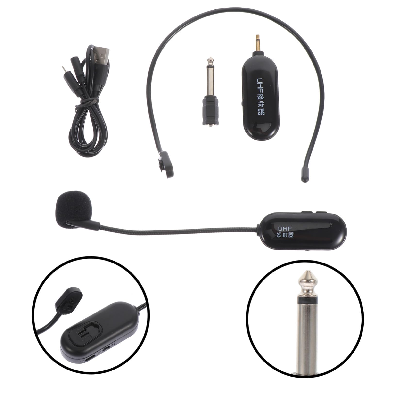 Mikikit Micrófono Inalámbrico Pequeño UHF Negro Ligero Conexión sin Cables para Enseñanza y Artes Escénicas, Batería 500mah-800mah, Alcance 50 Metros