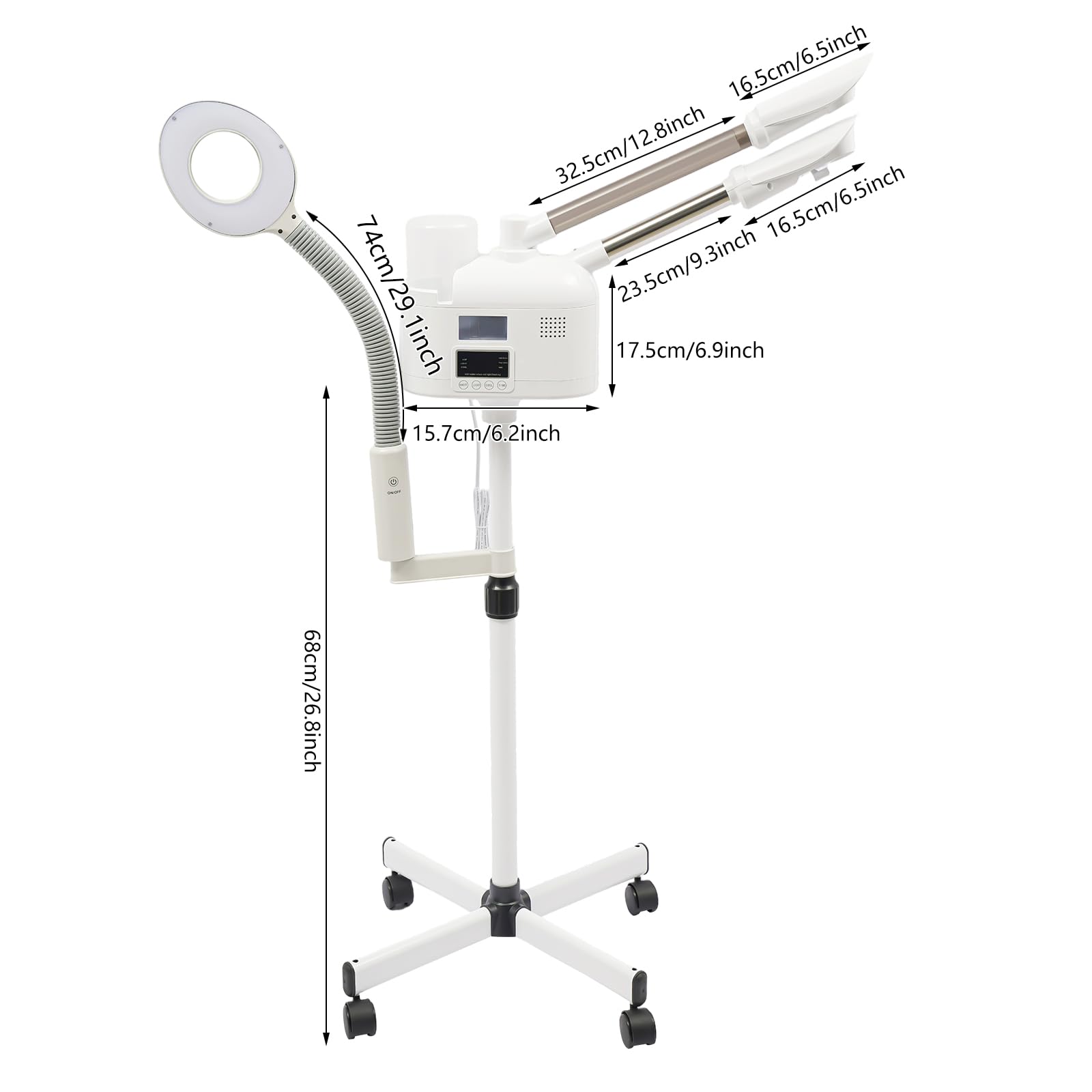 Gesichtsdampfer Professioneller 3 in 1 Bedampfer Kosmetik mit LED Lupenleuchte Facial Steamer Gesichtsdampfgerät für Salon oder Zuhause (650W)