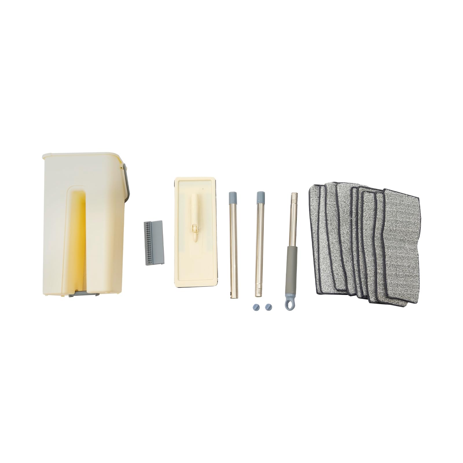 Juego de mopa para suelo (360° con cubo compacto, 10 fundas de microfibra para todas las superficies lisas)